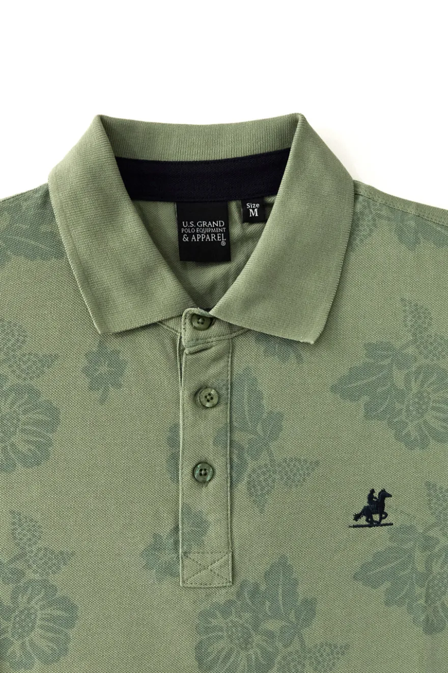 Polo verde floreale 100% cotone U.s.grand polo US61514