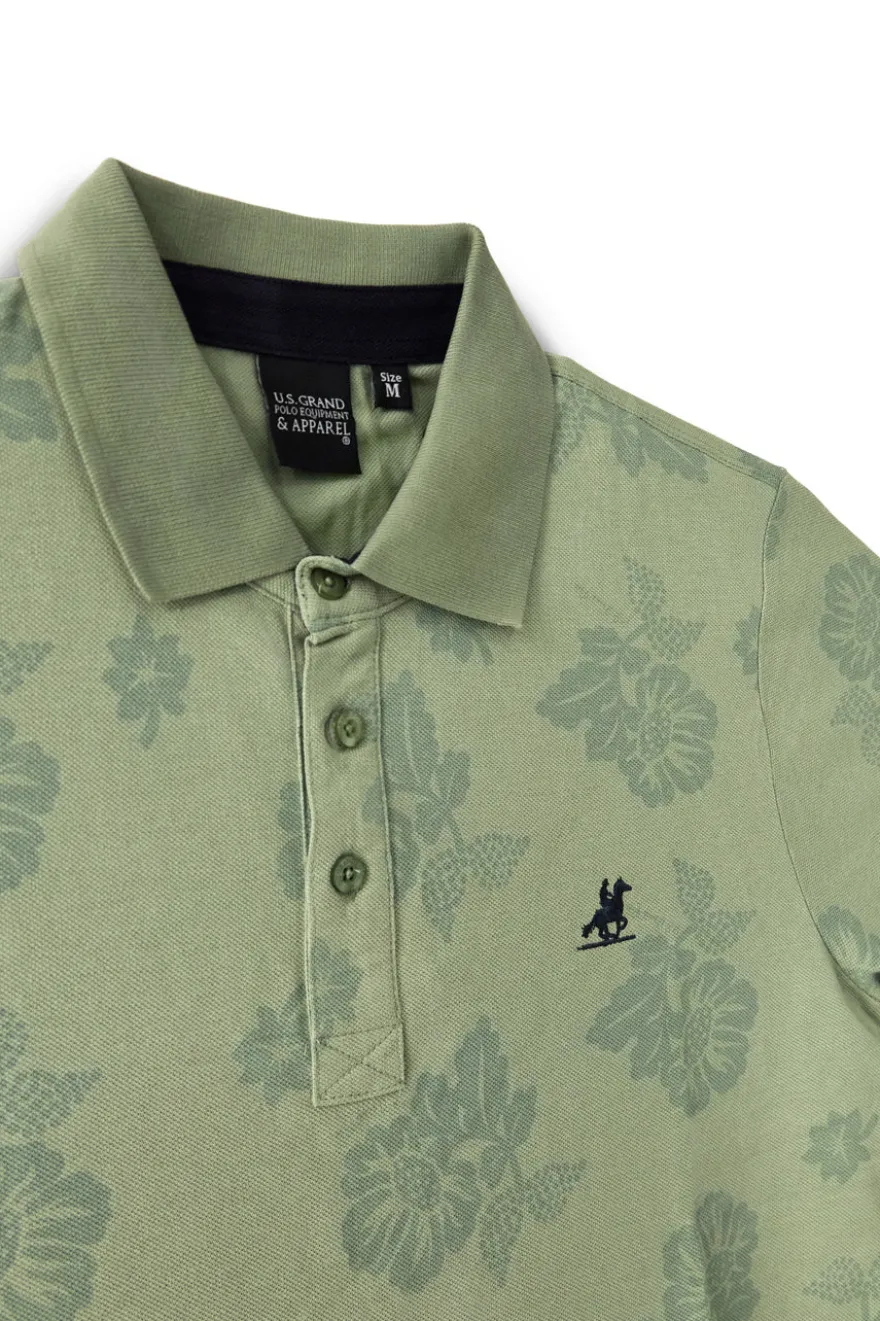 Polo verde floreale 100% cotone U.s.grand polo US61514