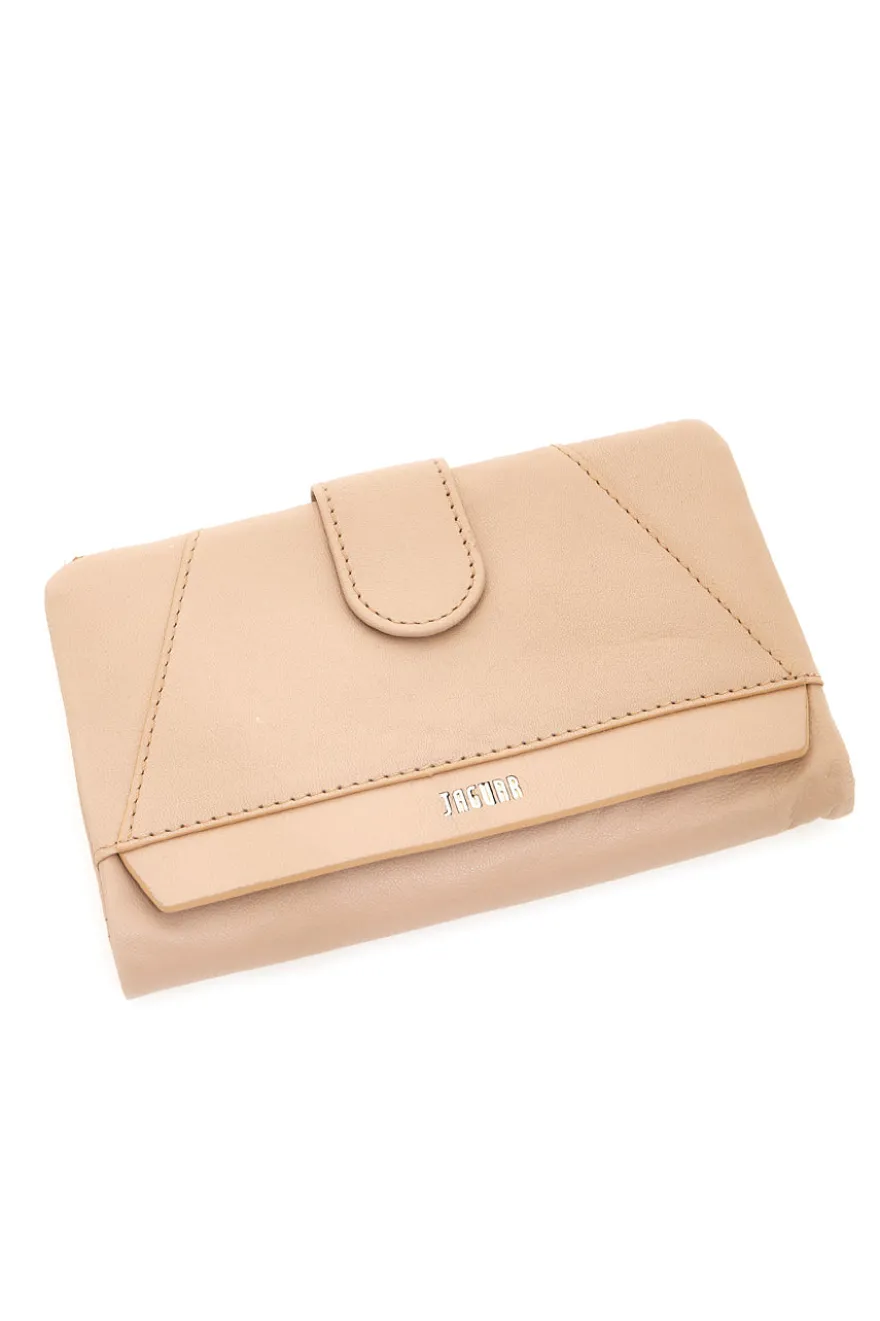 Portafoglio Beige con Clip e Cerniera Porta Monete JAGUAR TPF882