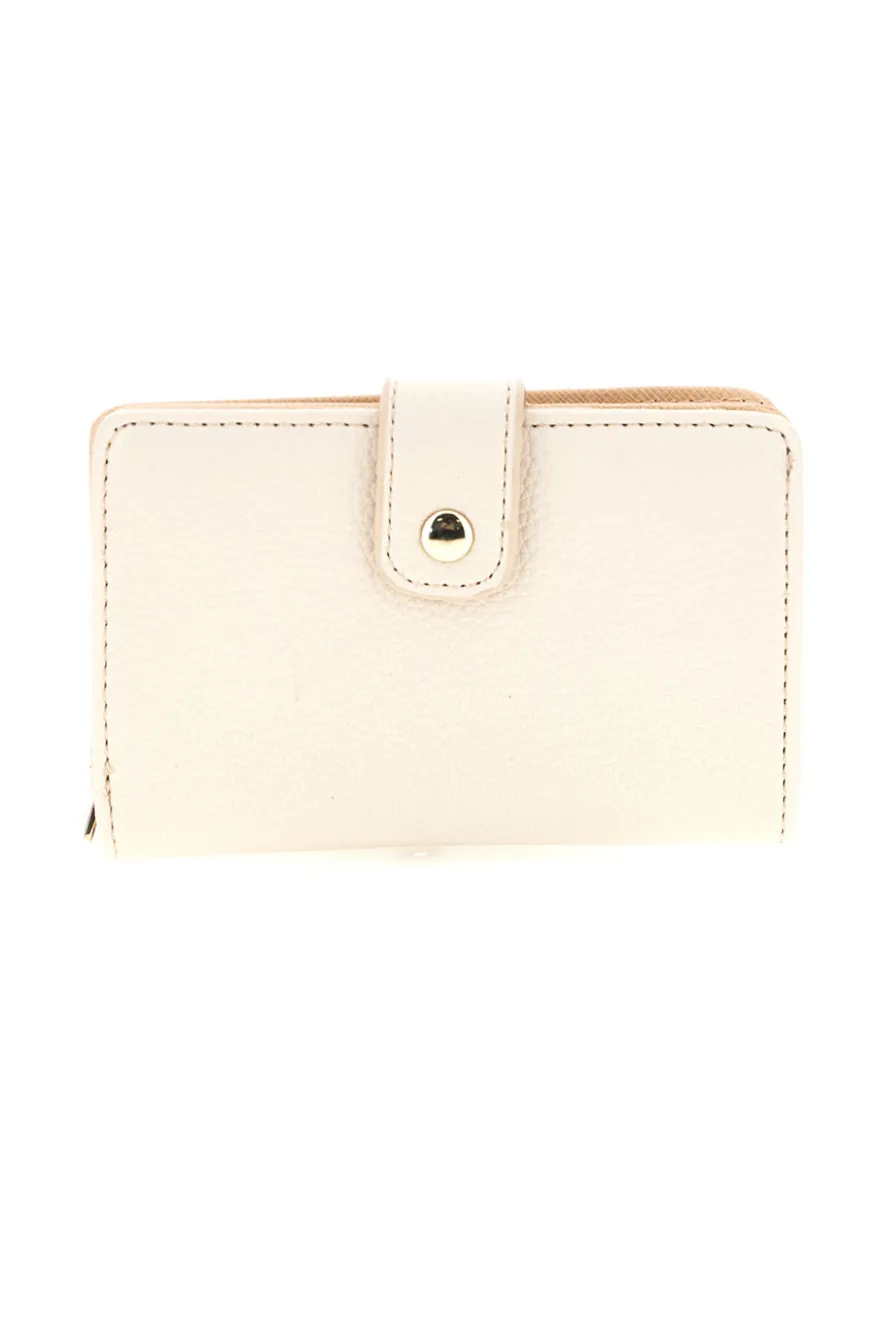 Portafoglio Compatto Bianco Panna con Logo Dorato Enrico coveri EC26S-502-008