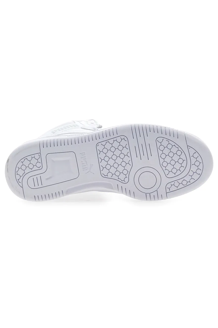 Puma – Rebound V6 Mid Jr – Halbhohe Sneakers mit perforiertem Obermaterial in Weiß