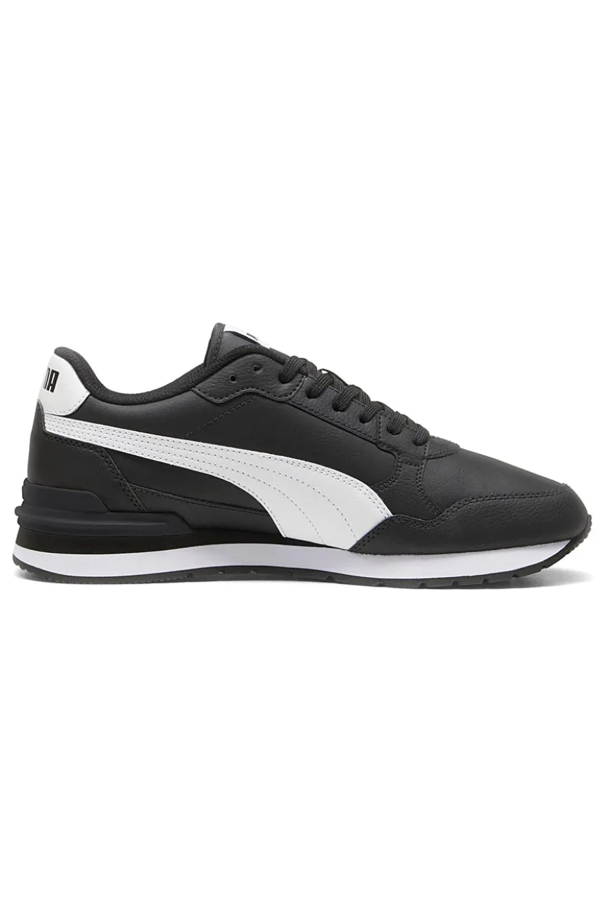 Puma ST Runner v4 L – Schwarze Ledersneaker mit weißem Logo