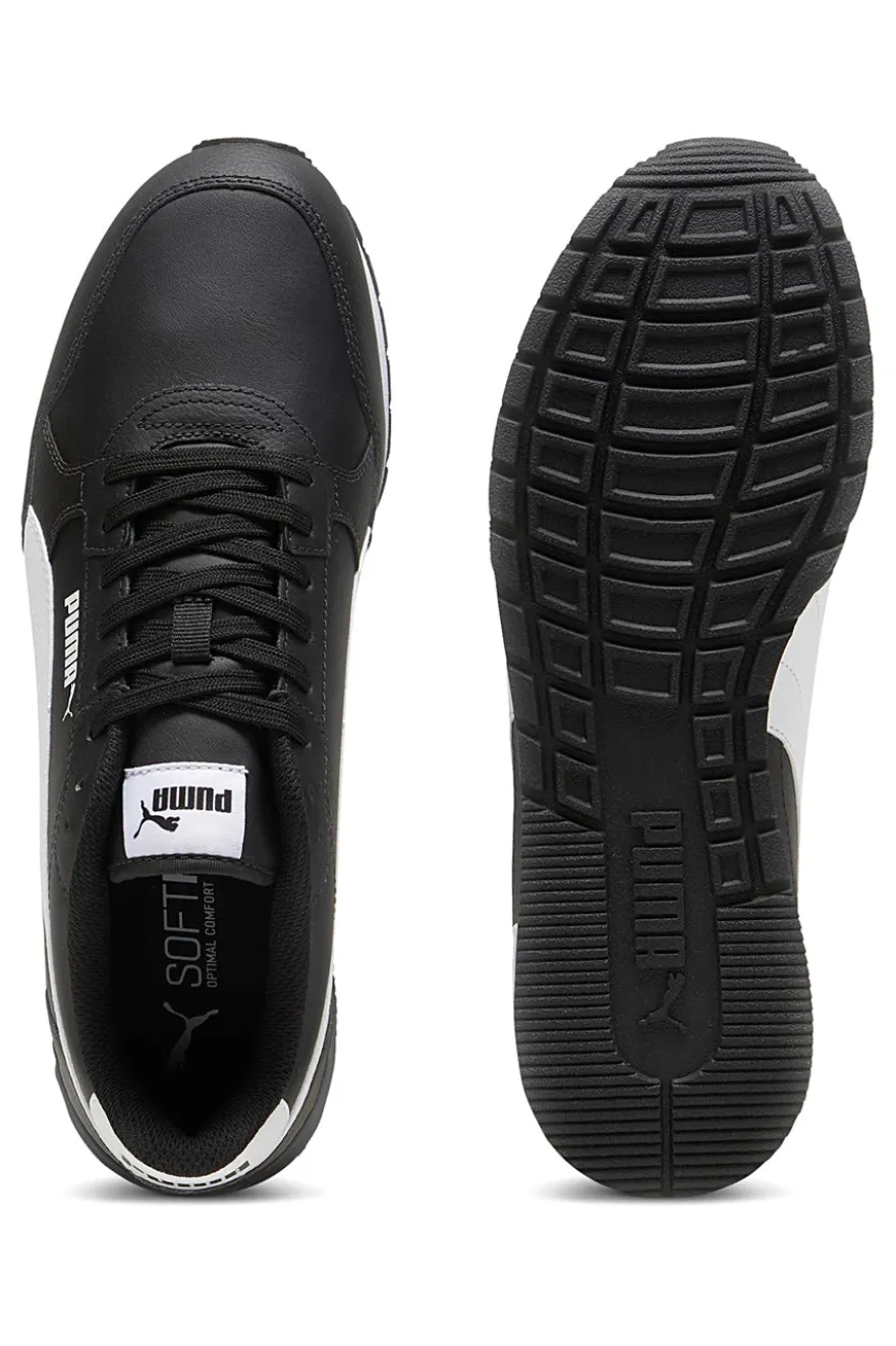 Puma ST Runner v4 L – Schwarze Ledersneaker mit weißem Logo