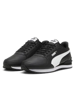 Puma ST Runner v4 L – Schwarze Ledersneaker mit weißem Logo