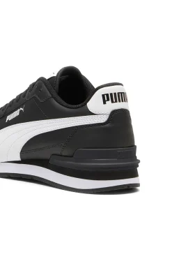 Puma ST Runner v4 L – Schwarze Ledersneaker mit weißem Logo