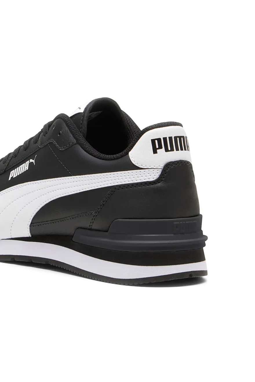 Puma ST Runner v4 L – Schwarze Ledersneaker mit weißem Logo