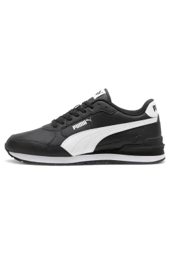 Puma ST Runner v4 L – Schwarze Ledersneaker mit weißem Logo
