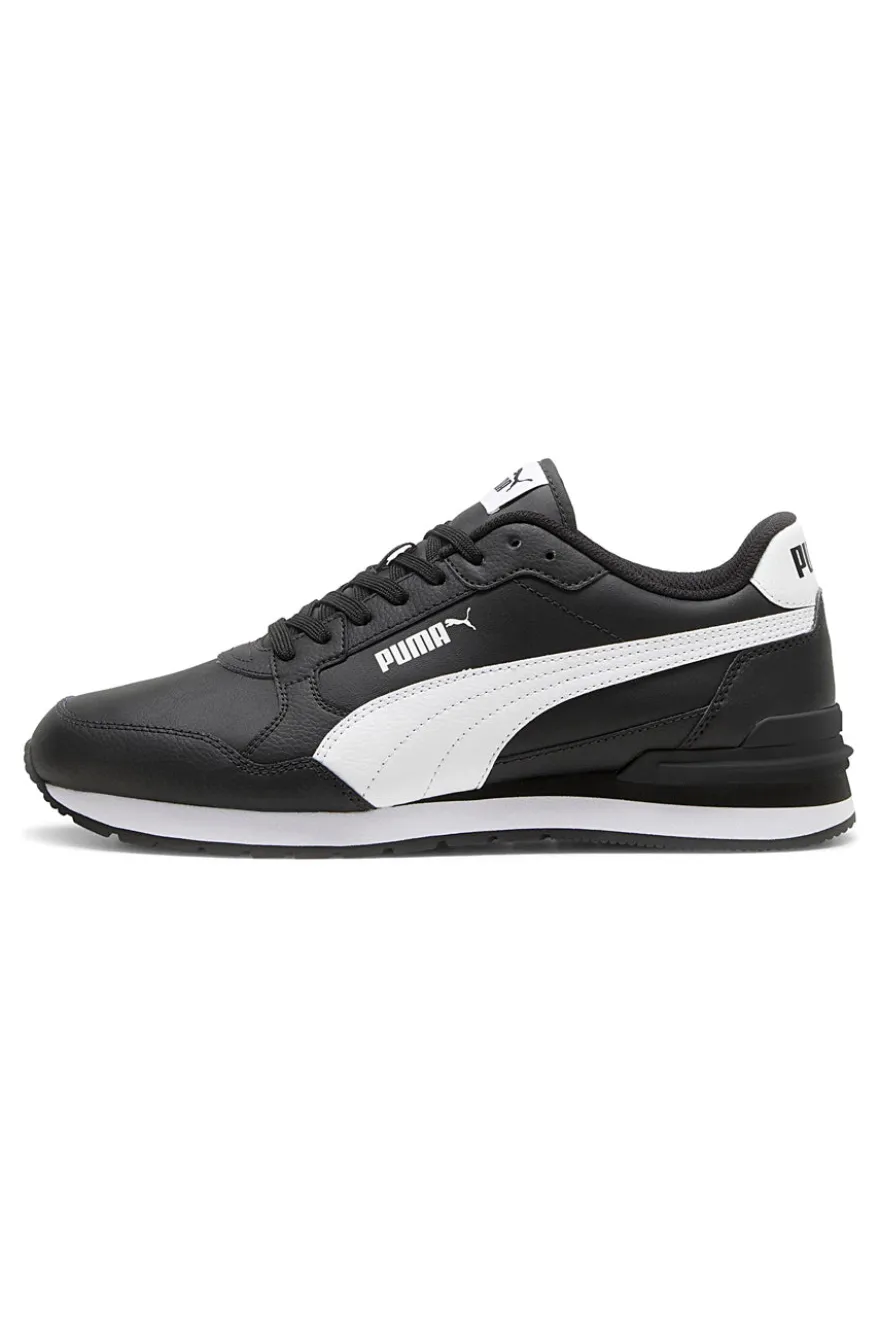 Puma ST Runner v4 L – Schwarze Ledersneaker mit weißem Logo
