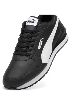 Puma ST Runner v4 L – Schwarze Ledersneaker mit weißem Logo