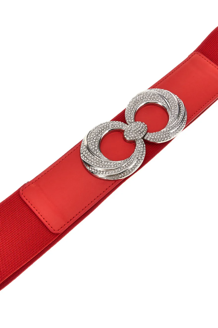 Roter elastischer Gürtel mit Juwelenschnalle First Lady WIS 8