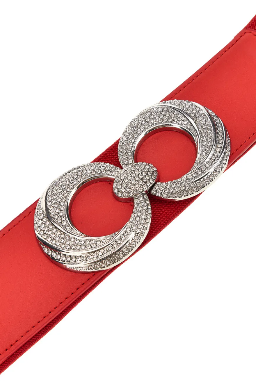 Roter elastischer Gürtel mit Juwelenschnalle First Lady WIS 8