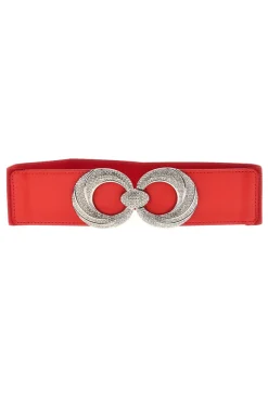 Roter elastischer Gürtel mit Juwelenschnalle First Lady WIS 8