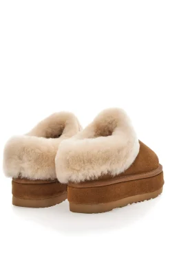 Sabot Camel Con Pelo Suola Flatform Mon Dieu WD90010