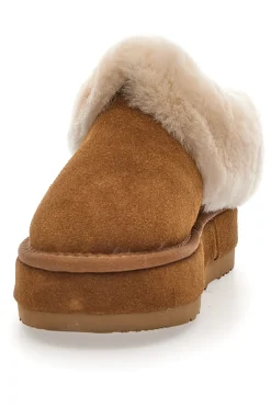 Sabot Camel Con Pelo Suola Flatform Mon Dieu WD90010