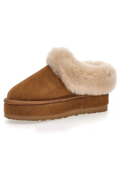 Sabot Camel Con Pelo Suola Flatform Mon Dieu WD90010
