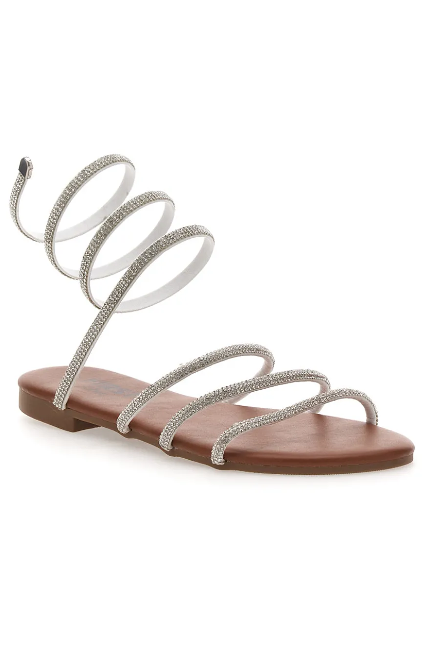 Sandali Alla Schiava Bianchi con Glitter THE FIRST CHIC PRE9300
