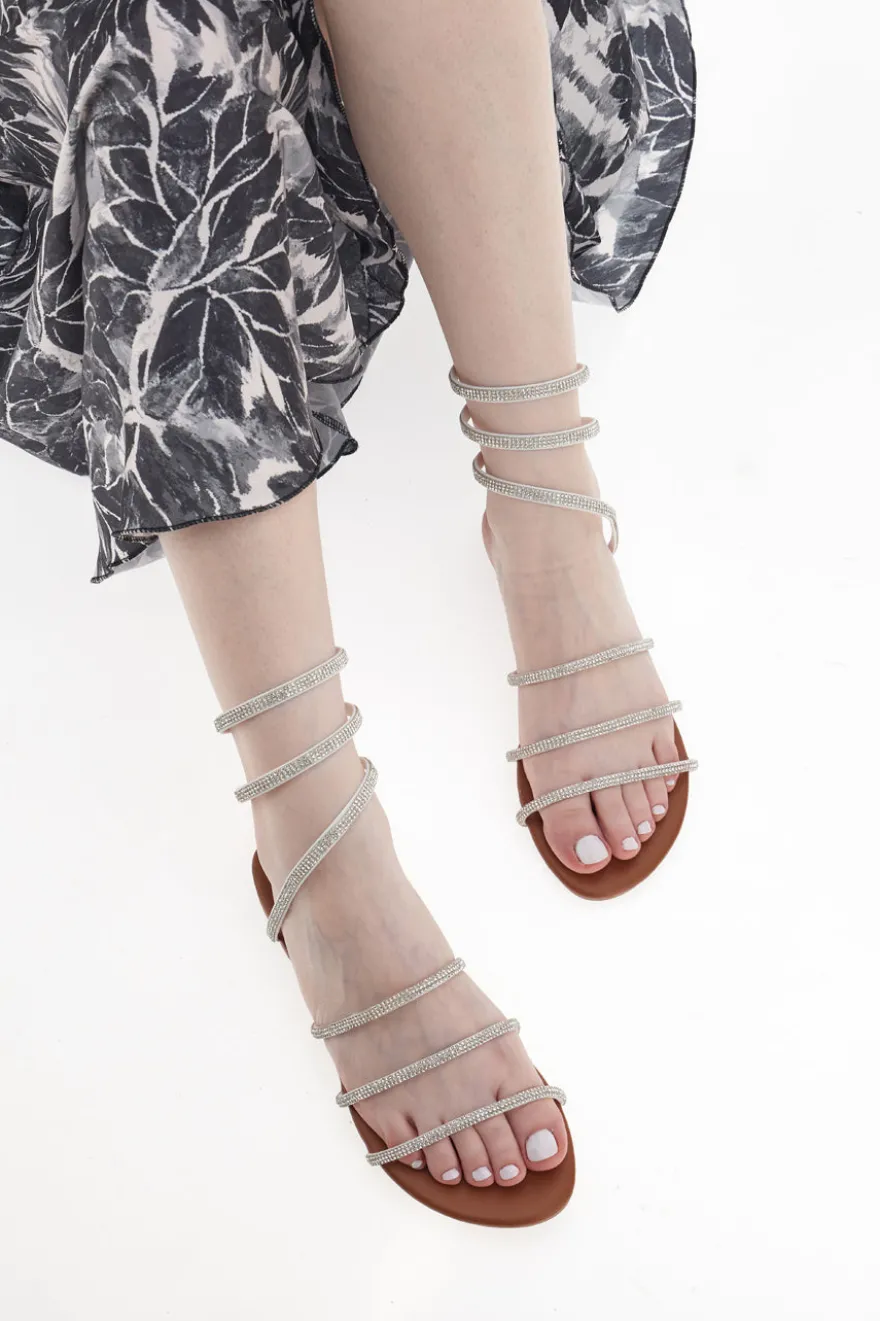 Sandali Alla Schiava Bianchi con Glitter THE FIRST CHIC PRE9300