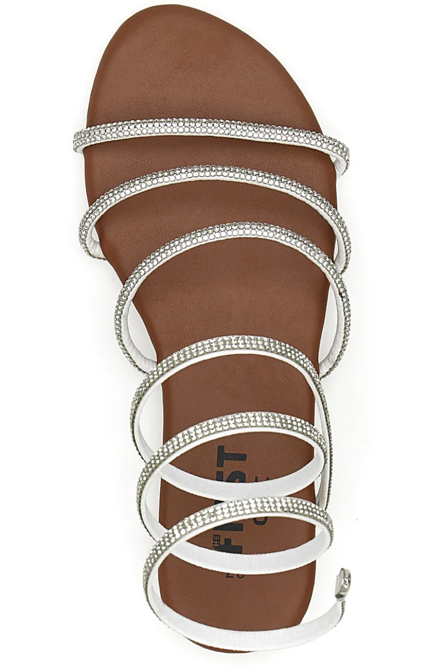 Sandali Alla Schiava Bianchi con Glitter THE FIRST CHIC PRE9300