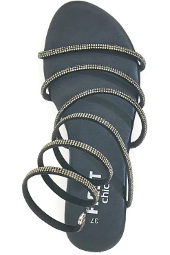 Sandali Alla Schiava Neri con Glitter THE FIRST CHIC PRE9300