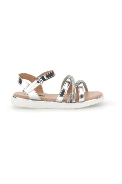 Sandali argento cinturino regolabile Pitt kids 392627S