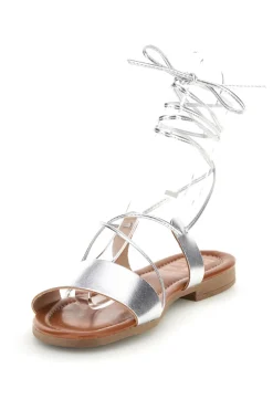 Sandali argento in vera pelle con lacci Prima riga 711BIS