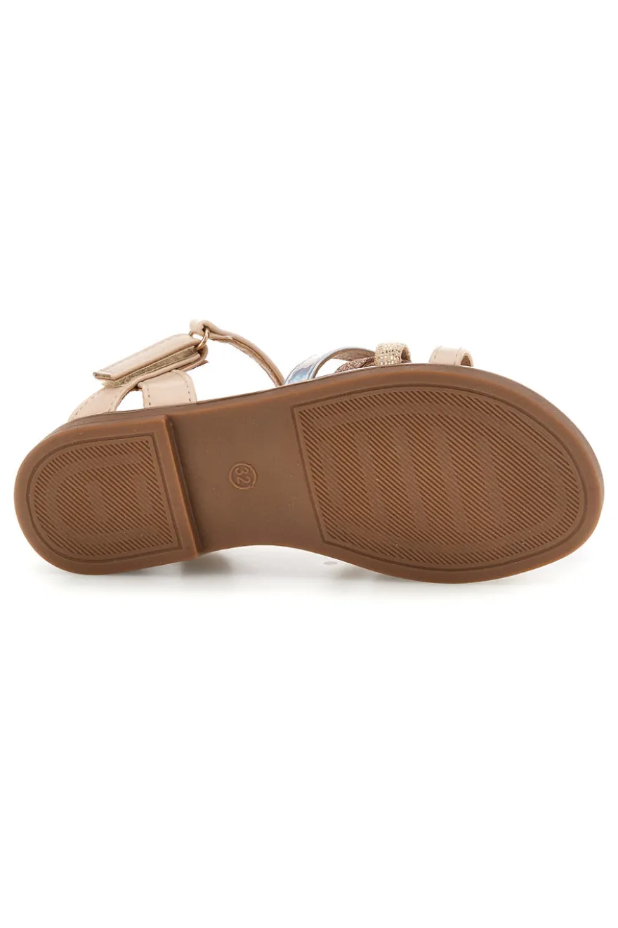 Sandali beige con cinturini glitterati Pitt kids 392634S