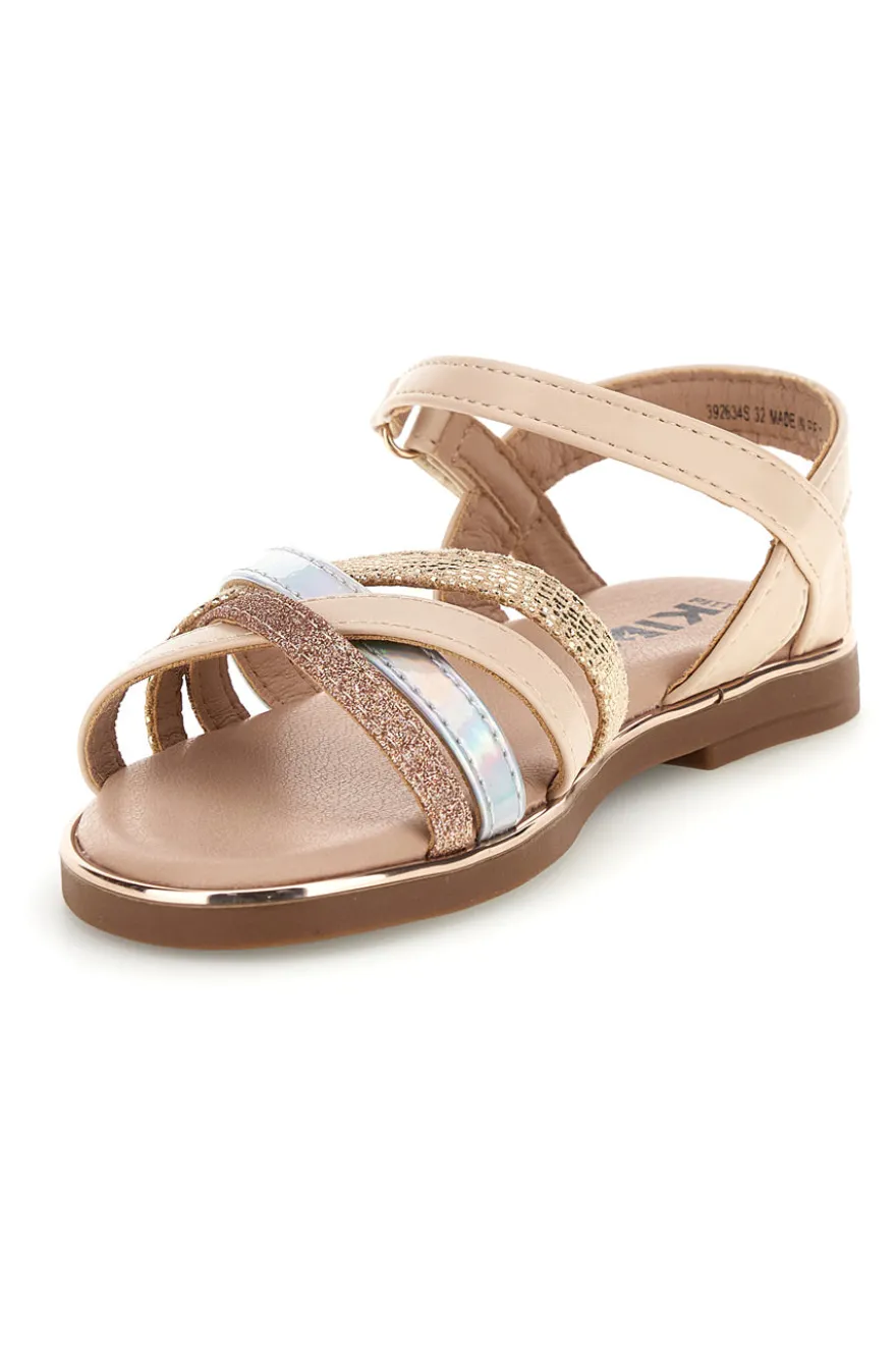 Sandali beige con cinturini glitterati Pitt kids 392634S