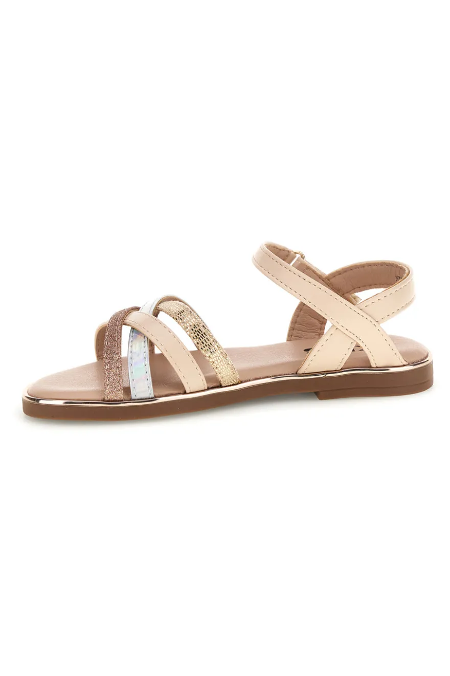 Sandali beige con cinturini glitterati Pitt kids 392634S