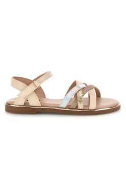 Sandali beige con cinturini glitterati Pitt kids 392634S
