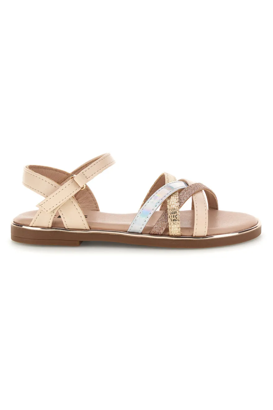 Sandali beige con cinturini glitterati Pitt kids 392634S
