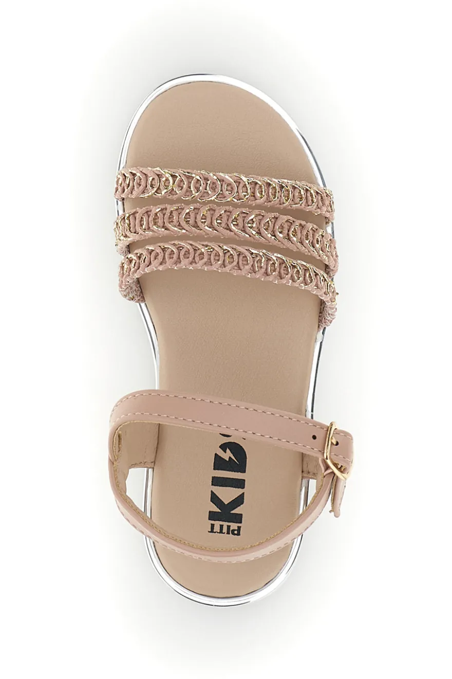 Sandali beige con cinturini intrecciati Pitt kids 392638S