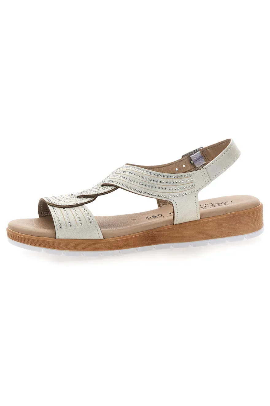 Sandali beige con fasce incrociate e strass MIO TEMPO LR242939