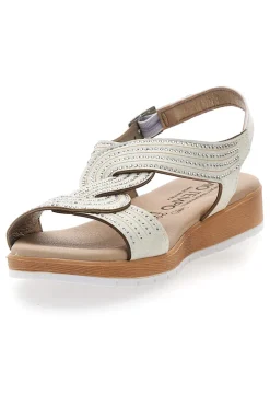 Sandali beige con fasce incrociate e strass MIO TEMPO LR242939