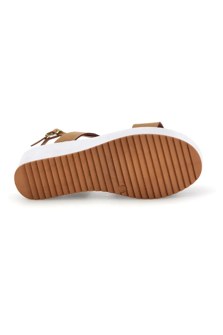 Sandali beige con zeppa e forme geometriche Plocadi 363033