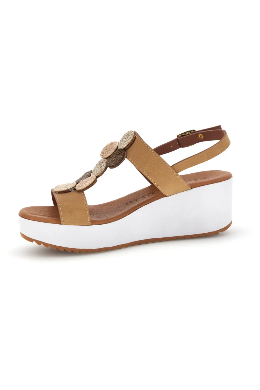 Sandali beige con zeppa e forme geometriche Plocadi 363033