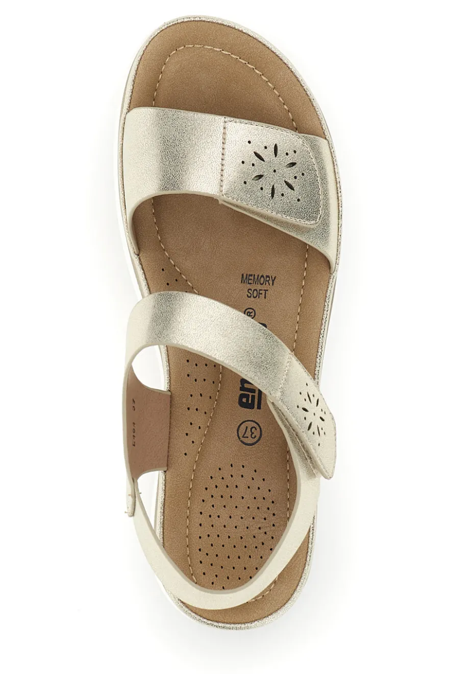 Sandali beige con zeppa e doppio strappo Energy E464