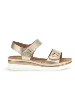Sandali beige con zeppa e doppio strappo Energy E464