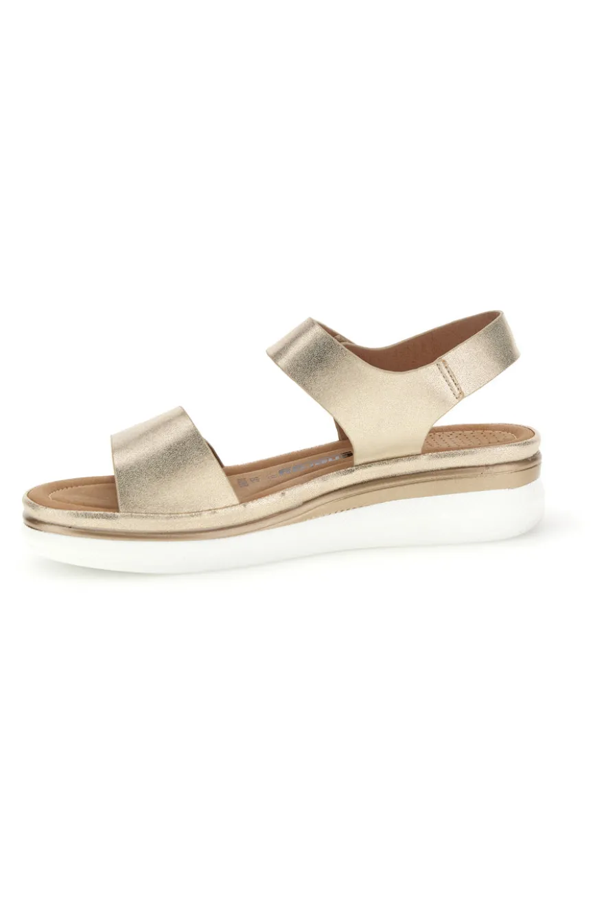 Sandali beige con zeppa e doppio strappo Energy E464