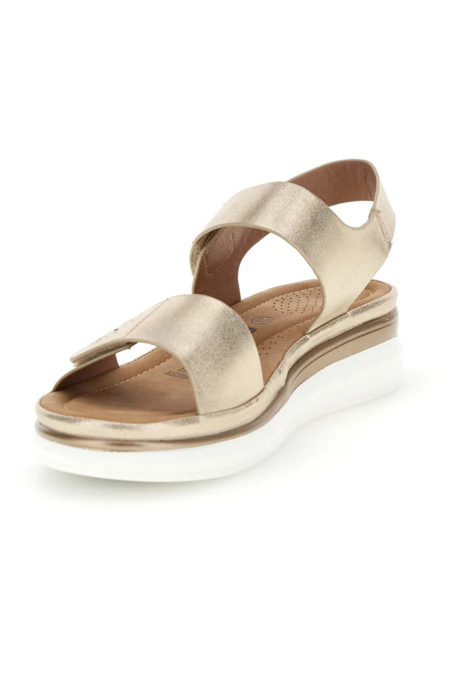 Sandali beige con zeppa e doppio strappo Energy E464