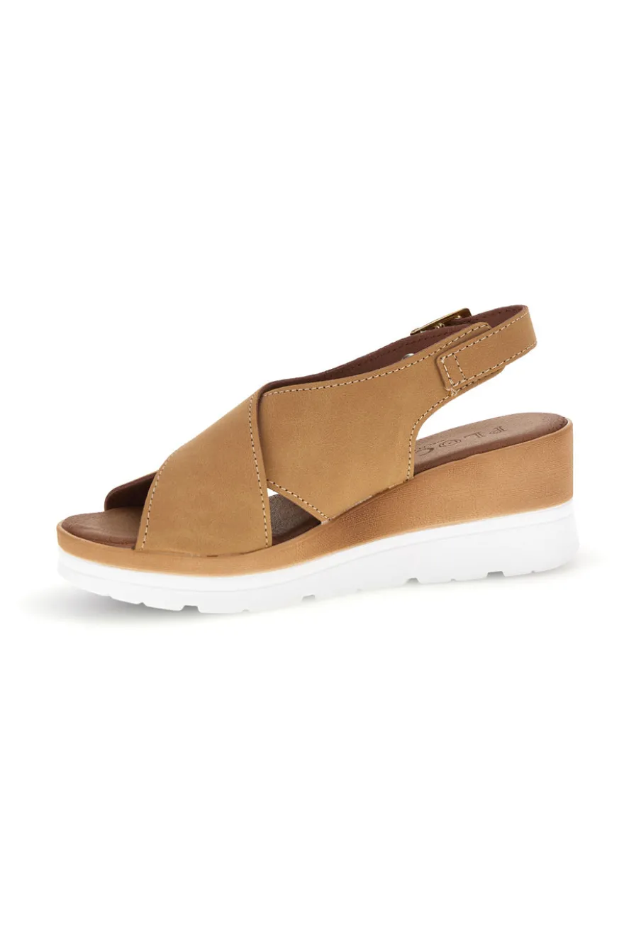 Sandali beige con zeppa e fasce incrociate Plocadi 1107704