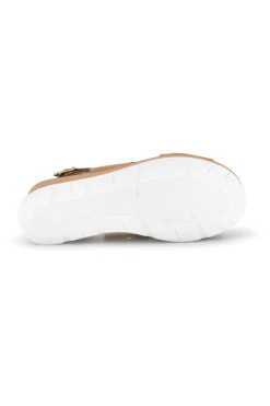Sandali beige con zeppa e fasce incrociate Plocadi 1107704