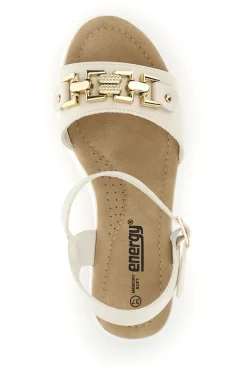 Sandali beige con zeppa e memory soft Energy E804