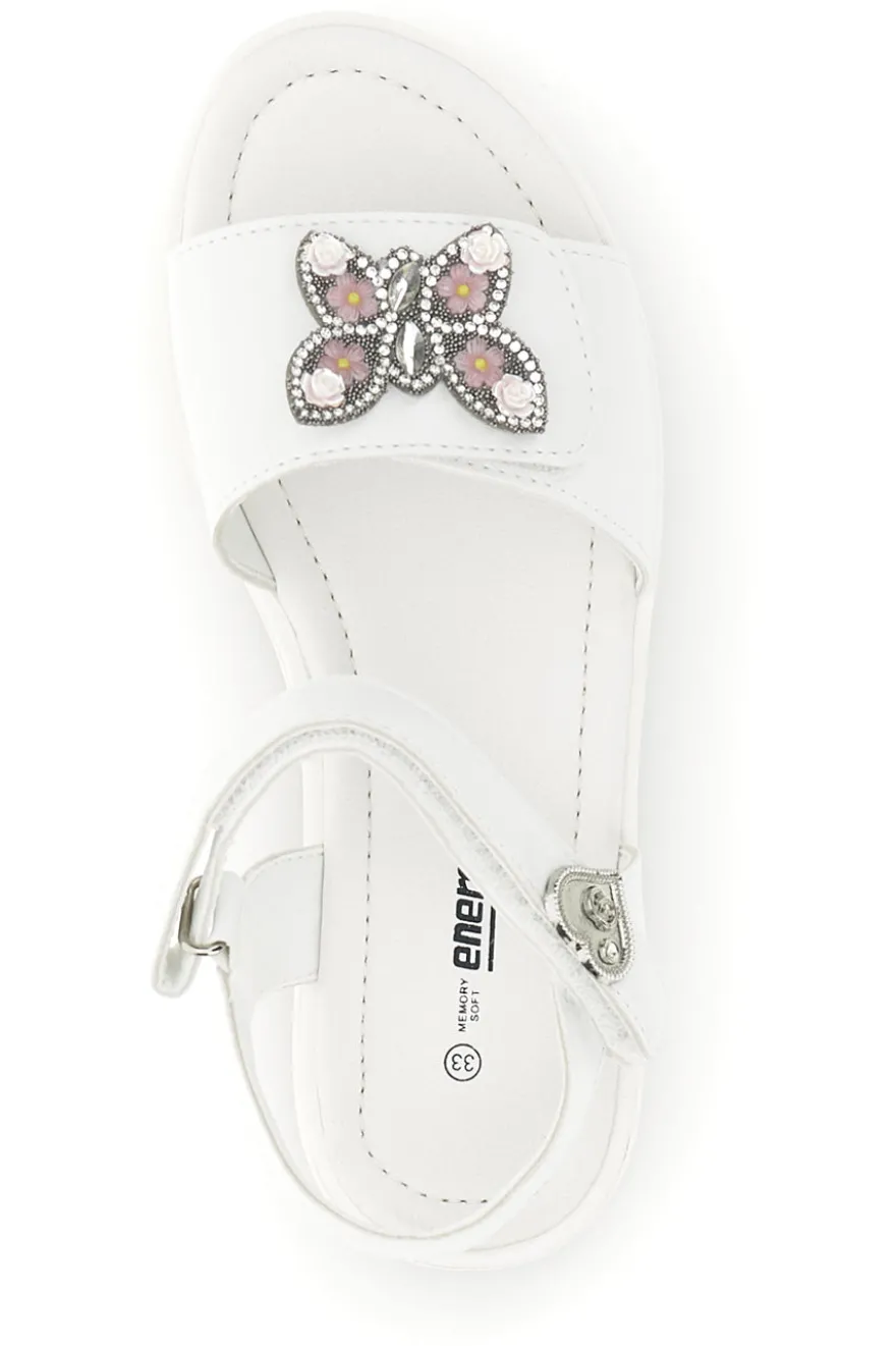 Sandali Bianchi con Applicazione Farfalla Energy E535
