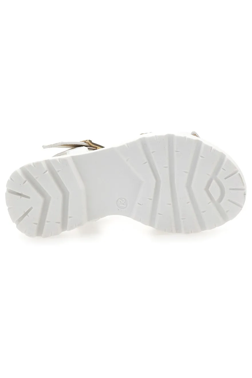 Sandali bianchi con borchie oro e logo gioiello Laura Biagiotti G1728316313