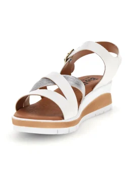 Sandali bianchi con fasce incrociate e zeppa Bio up 401