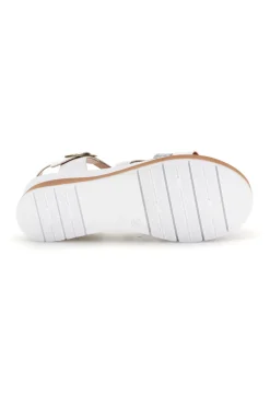 Sandali bianchi con fasce incrociate e zeppa Bio up 401
