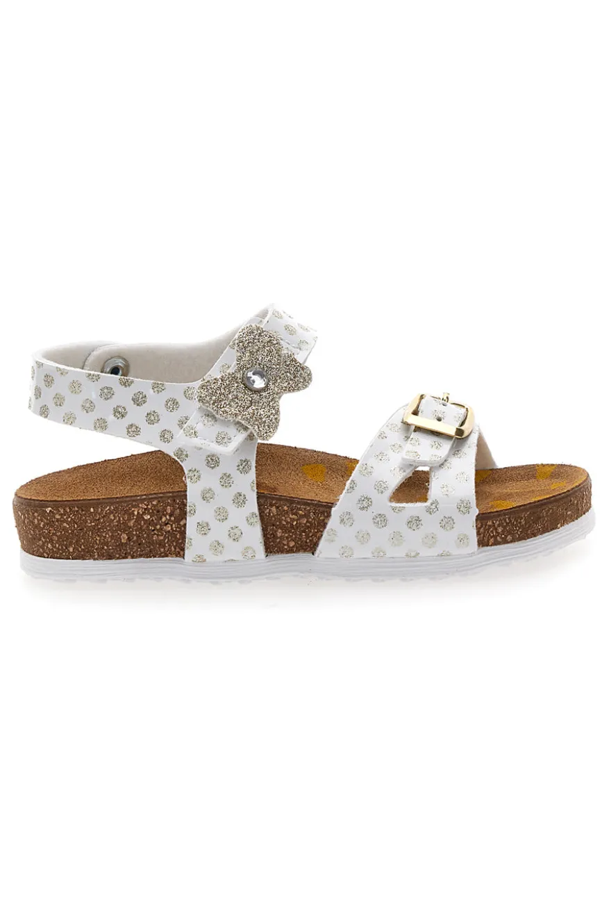 Sandali bianchi con fiore e stampa pois Pittarello Bio 257A084SR