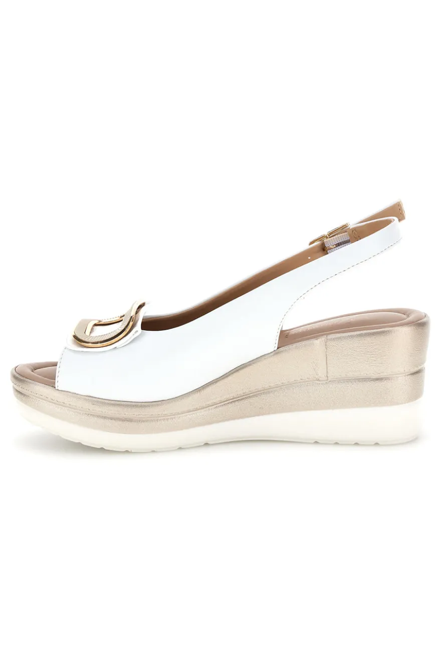 Sandali Bianchi con zeppa e morsetto Pittarello look MK3908352