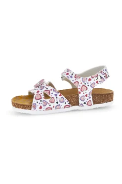 Sandali bianco con stampa cuori rosa Pittarello bio 257A743SR
