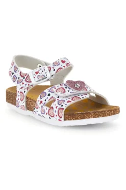 Sandali bianco con stampa cuori rosa Pittarello bio 257A743SR